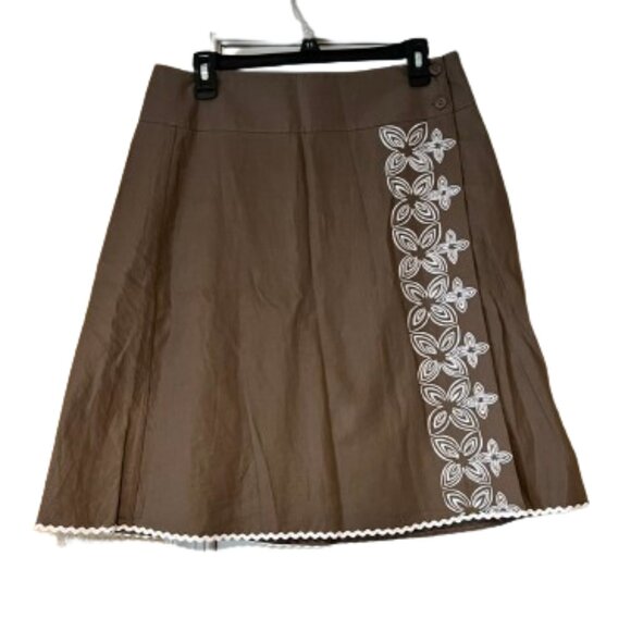 Madison Studio Brown & White A-Line Skirt - Lined - 8 - Picture 1 of 4